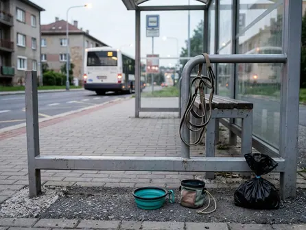 Obrázek zobrazující psí autobusovou zastávku